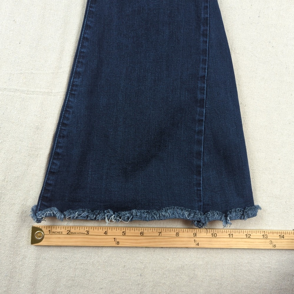 Flying Monkey Jeans Womens 27 Blue High Rise Flare Stretch Distressed Frayed - Picture 6 of 15